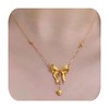 Bow Necklace Gold Necklace for Women Gold Bowknot Necklace Sparkly