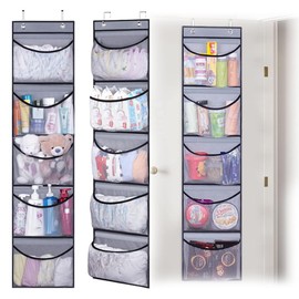 KARBAG 2 Pack Over Door Storage Hanging Organiser with 5 Large Pockets Foldable Hanging Closet Storage Hanging Storage Shelves Wall Hanging Storage Organiser for Bedroom, Bathroom, Closet-with 4 Hooks