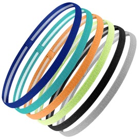 Pack of 6 Men's Hair Bands, 6 Colours, Elastic Hair Band, Boys, Sports, Non-Slip Headbands, Children's Hair Bands, Women, Thin for Yoga, Football, Jogging