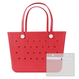 Uwooq Beach Tote Pool Bags, XL Beach Bag 18.9x13.8x9 Inch|Medium Tote Bag 15x12.6x5.9 Inch|Small Boat Bag 9.25x8.46x4.23 Inch(Original-Large, Red)