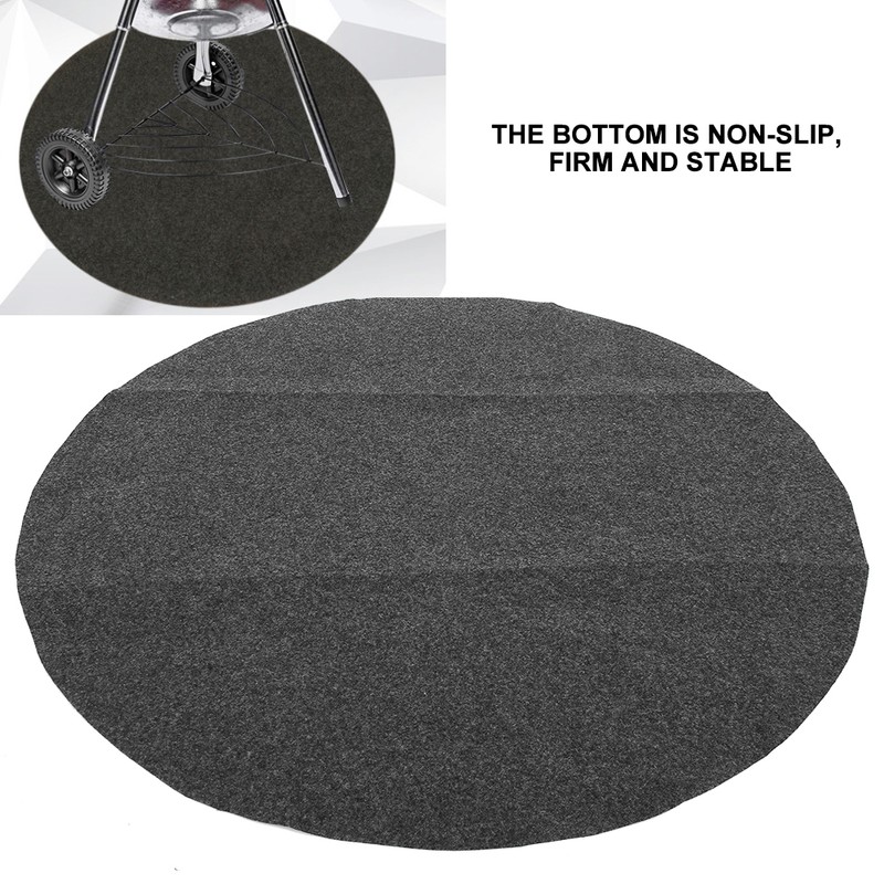 36in Round Shape Gary Barbecue Mat Oil Resistant BBQ Floor