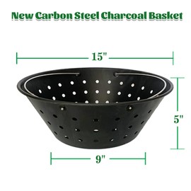 KAMaster Carbon Steel Charcoal Basket Fire Bowl for Large Big Green Egg,Ash Basket for Large Kamado Grill Accessories Fire Box Bowls Ash Basket,Kamado Grill Joe Classic and Other Similar Grills