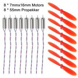 8pcs 716 Coreless Motor 3.7V 7x16mm Motor 19000KV 45000 RPM Brushed with 55mm CW CCW Propeller for Micro FPV Tiny Whoop RC Quadcopter Drone