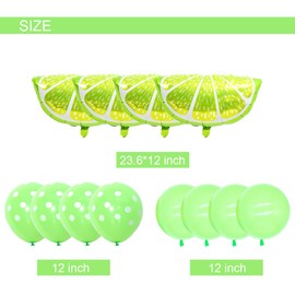 12 PCS Lemon Fruit Balloons Lemon Green Foil Balloons, Lemon Balloons for Green Party Decorations, Green Balloons for Birthday Wedding Harvest Fruit Summer Party Decorations