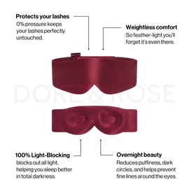 Dore & Rose Aura Sleep Mask, 100% Light Blocking Mulberry Silk Eye Mask (23 Momme), Extra Room for Lashes, Reduces Eye Bags & Dark Circles, Adjustable Travel Deep Sleep Mask for Men & Women (Burgundy)