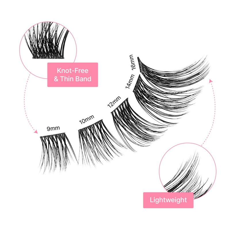 VieVie Lash Clusters 72pcs DIY Eyelash Extension Lashes, 9-16mm Mix