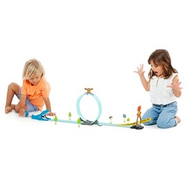 Beast Wheels Sliding Car Racing Track with 360º Looping for Kids. Dinosaur Rex and Shark Track Model. Includes a Car and 6 Accessories. (Shark)