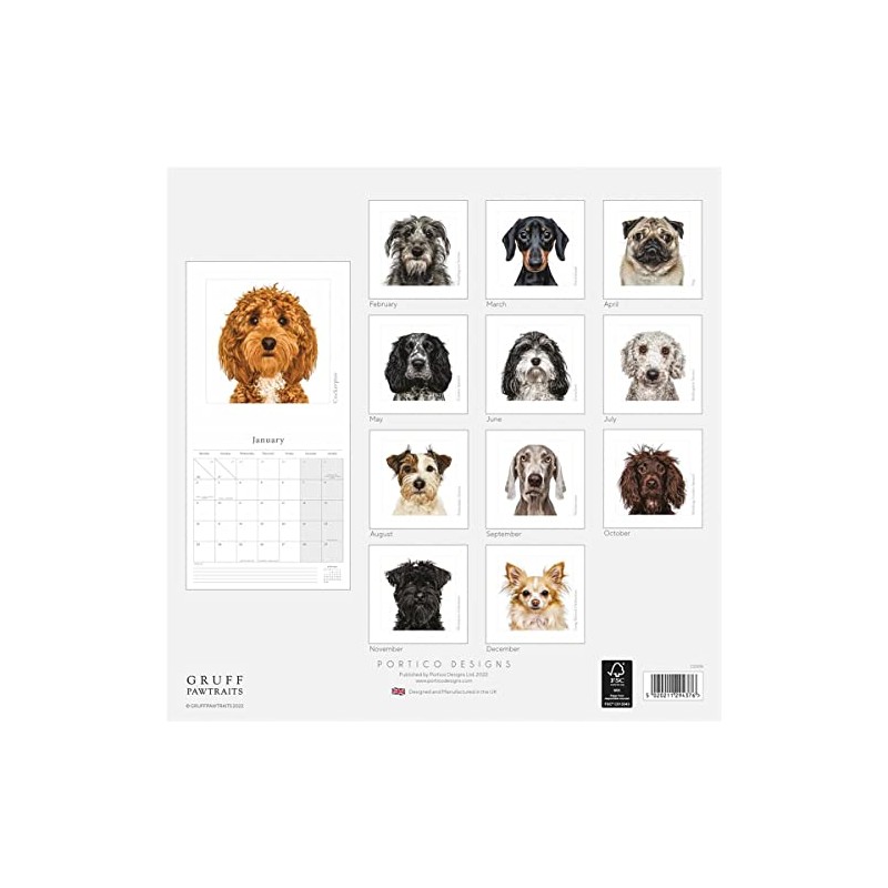 Wall Calendars 2023 by Portico Designs (Gruff Pawtraits Square Calendar)