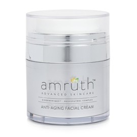 Amruth Resveratrol Daily Anti-Aging Facial Cream, 1oz Jar with Pump, Lightweight, Firms and Nourishes Skin, Smooths Appearance of Fine Lines and Wrinkles