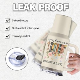 Uibunoo Book Lovers Gifts, 40 Oz Read Tumbler with Handle & Straw, Birthday Gift for Reading Lovers Readers, Stainless Steel Reading Tumbler, Book Gift, Gifts for Mothers Day