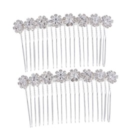 Beavorty 2pcs Metal Hair Side Combs for Women Vintage Bridal Wedding Accessories with Radiant Crystals Handmade Flower Clips for Bridesmaids and Parties Elegant Hairpieces