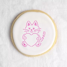 Stencil Revolution Heart Cat Cookie Stencil - Durable & Reusable Mylar Stencils
