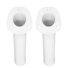 MARINE CITY 30 Degree White Injection Formed Polypropylene Flush Mount Fishing Rod Holder 9-1/2 Inches for Boats – Kayaks – Yachts (Pack of 2)