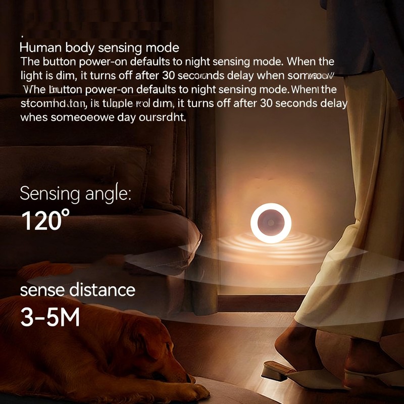 Iwinna Motion Sensor Night Light, Rechargeable, 3 Color Modes Nightlight,
