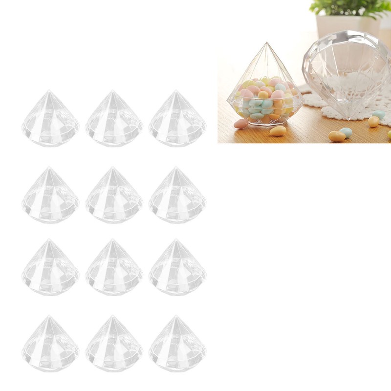 Candies Box Diamond Shaped Clear Jar Transparent Plastic Candy Storage
