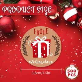 NEERIX Pack of 500 Christmas Stickers, 3.5 cm Round Seal Stickers, Christmas Decoration Stickers, Used for Gift Wrapping, Party Decorations, Envelopes