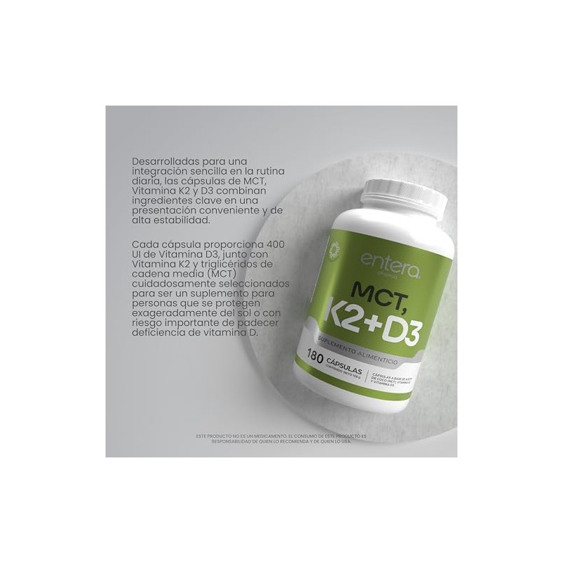 Entera | Vitamina D3 + K2 con MCT | Fórmula