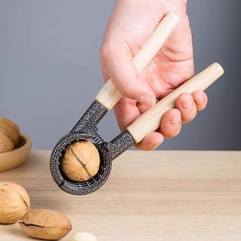 Ciieeo 1pc Walnut Cracker with Ergonomic Wooden Handle Multifunctional Nut