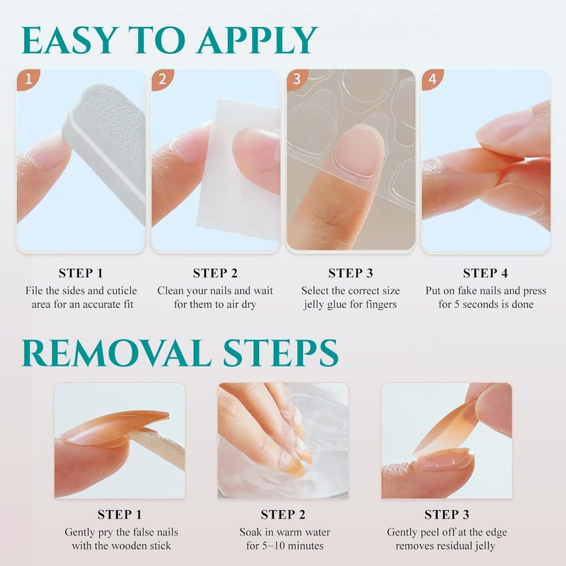 French Tip Press On Nails Fake Nails Medium Short Almond