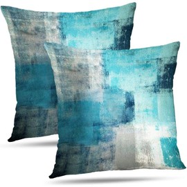 Alricc Throw Pillow Covers 20x20 Set of 2 Turquoise and Grey Art Throw Pillow Covers Soft Decorative Couch Pillow Covers for Home Living Room Bedroom