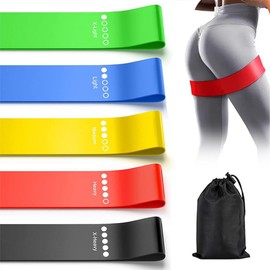 Set of 5 Resistance Bands 5 Strength Levels Loop Exercise Bands Multi-Function Elastic Stretch Band for Home Gym Pilates Yoga Physio Therapy Fitness Exercise Workout Women Men