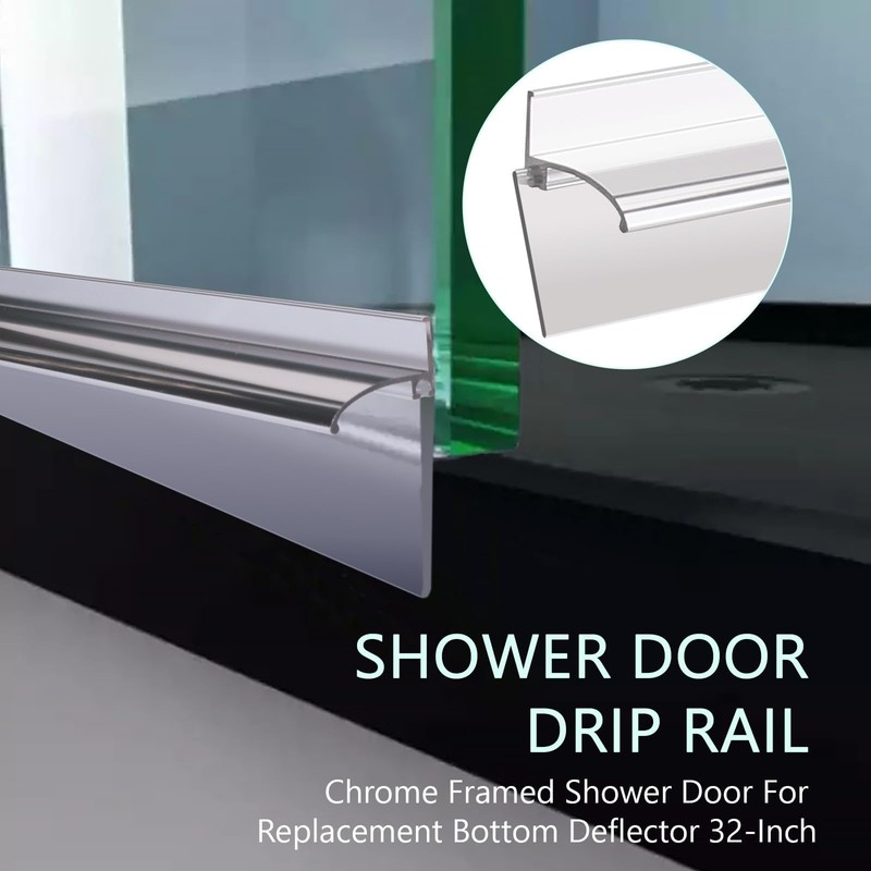 25" Shower Door Bottom Deflector for Chrome Framed Shower Door