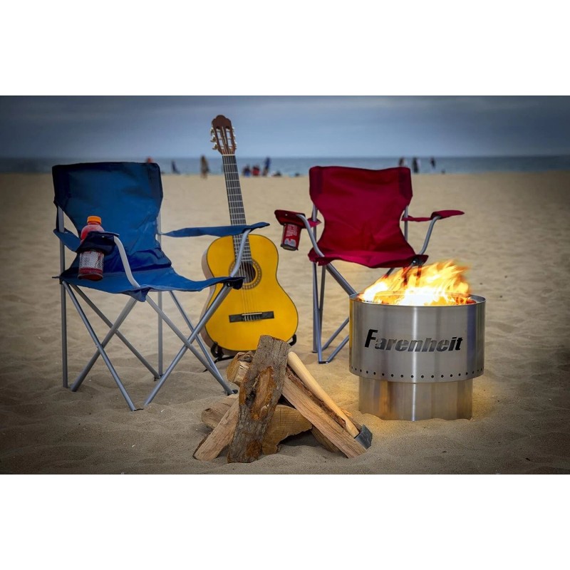 Fahrenheit Small 13.5 Inch Stainless Steel Fire Pit for Outside