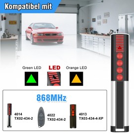 1 x replacement for summer hand transmitter, 868.8 MHz garage door remote control, 4 channels, compatible with Sommer 4020 TX03-433-4, 4020V000, 4025V000, 4026V000