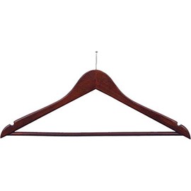 The Great American Hanger Company Wood Security Suit Hanger w/Solid Wood Bar & Anti-Theft Nail Hook, (Box of 50) Space Saving 17 Inch Flat Wooden Hangers w/Walnut Finish & Notches