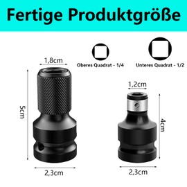 QZKJQDD Impact Wrench Bit Adapter, Bit Holder Socket Adapter, 1/2 to 1/4 Inch Bit Adapter, Impact Wrench Adapter Hex Socket, for Impact Ratchet Wrench Screwdriver Bit (Pack of 2)