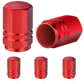 Red Auto Tire Valve Stem Caps: Tire Air Pressure Caps, Universal Schrader Valve Cap for Car Bike Truck Motorcycles
