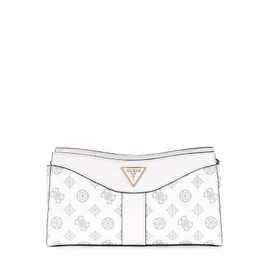 GUESS Dorys Top Zip Crossbody Bag White Logo, White logo.