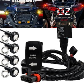 Amber & Red LED Turn Signal Kit Plug & Play Power Bus Bar Wire Harness Compatible with Polaris Pulse RZR Pro Ranger Crew XP 2018-2023