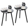 Apicizon Round Side Table Set of 2, Black Nightstand Coffee