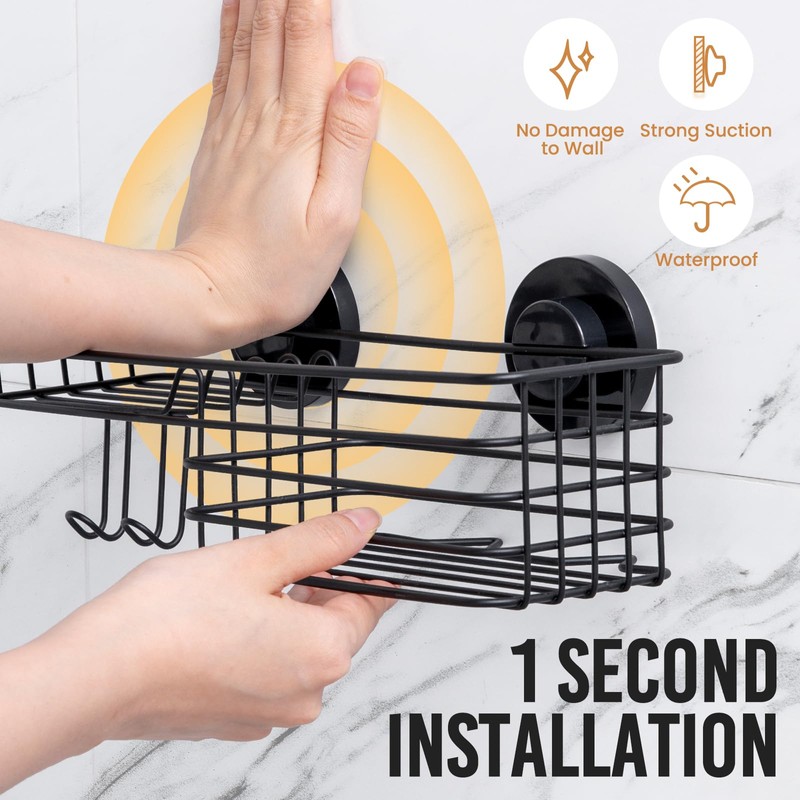 LEVERLOC Shower Caddy Suction Cup, 2 Pack suction shower shelf