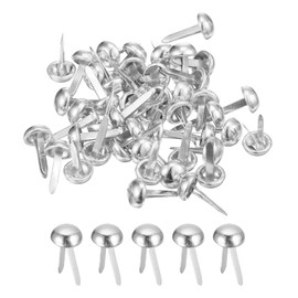 QUARKZMAN Pack of 100 Pocket Feet Stud Spike, 6 mm Round Pocket Rivets Spike Prong Studs Pocket Base Stud for Handbag Purse Clothing DIY Leather Crafts Silver