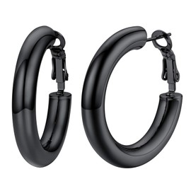 U7 Women's Hoop Earrings 5 mm Thick Hoop Earrings Stainless Steel / 18 K Gold-Plated 30 mm - 80 mm Circle Hoop Earrings Ear Jewellery Accessory for Women Girls, Stainless Steel, No Gemstone