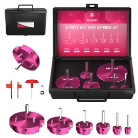 6 Pcs PVC Pipe Reamer Kit With 3/4 inch, 1 inch, 1-1/2inch, 2inch, 3inch, 4inch, 2 Carbide Inserts, PVC Fitting Saver, Plumbing tools, Aluminum Socket Saver for SCH40 Pipe Fitting