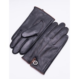YISEVEN Men's Genuine Goat Skin Leather Winter Warm Lined Gloves /Touchscreen,Black,8.5"