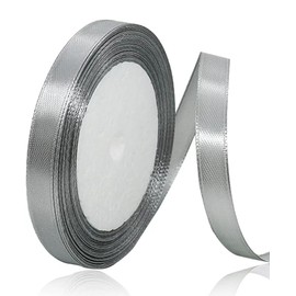 Silver Ribbon 3/8 inch x 25 Yards,Satin Ribbon Solid Color Fabric Ribbon for Gift Wrapping, Crafting, Wedding Party, Christmas, Hair Bows, Floral Bouquets, Anniversaries，Baby Showers& More