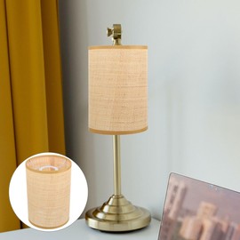 Rattan Drum Lampshade Replacement E27-E14, Clip On Barrel Lampshade Natural Woven Cylinder Light Cover for Table Lamp, Floor Lamp, Pendant Lamp