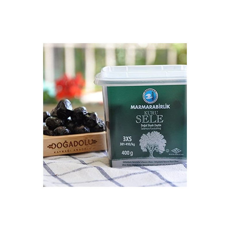 MARMARABIRLIK - Kuru Sele - Turkish Dried Black Olives 3XS