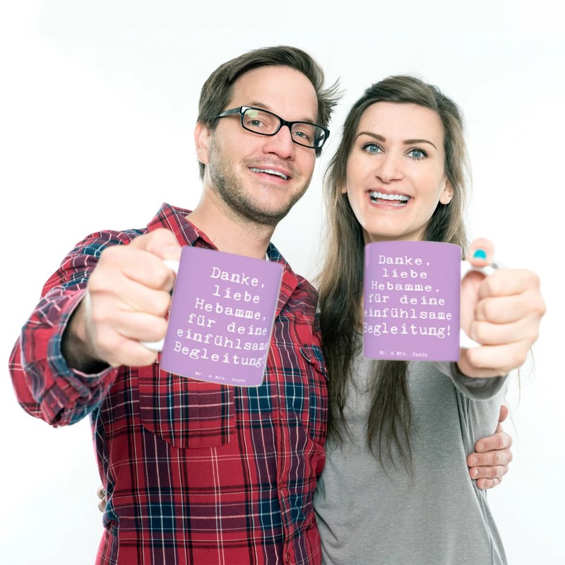 Mr. & Mrs. Panda Tasse Spruch Liebe Hebamme - Geschenk,