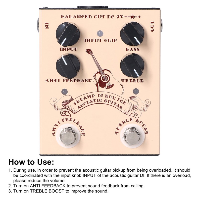 Guitar Preamp Effect Analog Stompbox Pedal Knob Control Audio Accessories