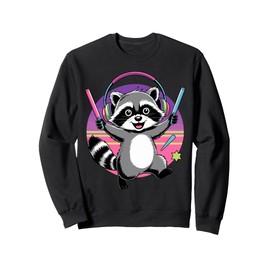 Cute Raccoon Rave Party Glowstick Sweatshirt