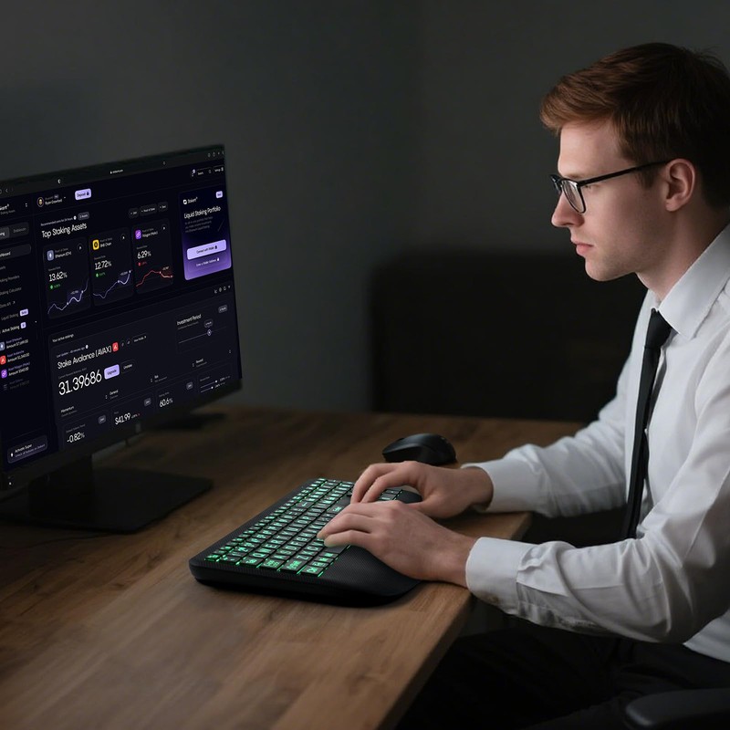 Large Print Backlit Wireless Keyboard – Silent Keyboards with Wrist