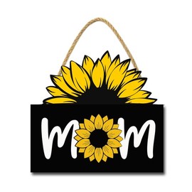 LERJIMUX Sunflower Mom Sign for Front Door,12" Sunflower Sign,Rustic Summer Door Hanger,Sunflower Sign for Front Porch Bedroom Living Room Indoor Outdoor Kitchen Home Decor