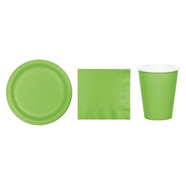 Baxters Party Bundles Bulk, Lime Green, 96 Count 7 Inch Paper Plates, 96 Count 9 Ounce Hot/Cold Paper Cups, 100 Count Luncheon Paper Napkins, Pack Contains 292 Pieces