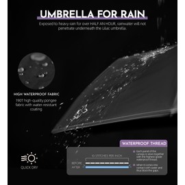 LILAC Umbrella Windproof Travel Umbrellas for Rain - Compact portable Easy Open Close, Durable heavy duty paraguas, Reflective Thread Design for Night Safety Men & Women 190T