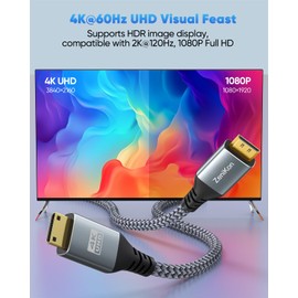 ZeniKon 4K Mini HDMI to Mini HDMI Cable 1FT for Camera and Portable Monitor, Short HDMI Mini Cable Support 4K@60Hz, 2K@120Hz, 1080P, HDR, ARC, 3D for Tablet, Raspberry Pi Zero W/2W/WH/2WH
